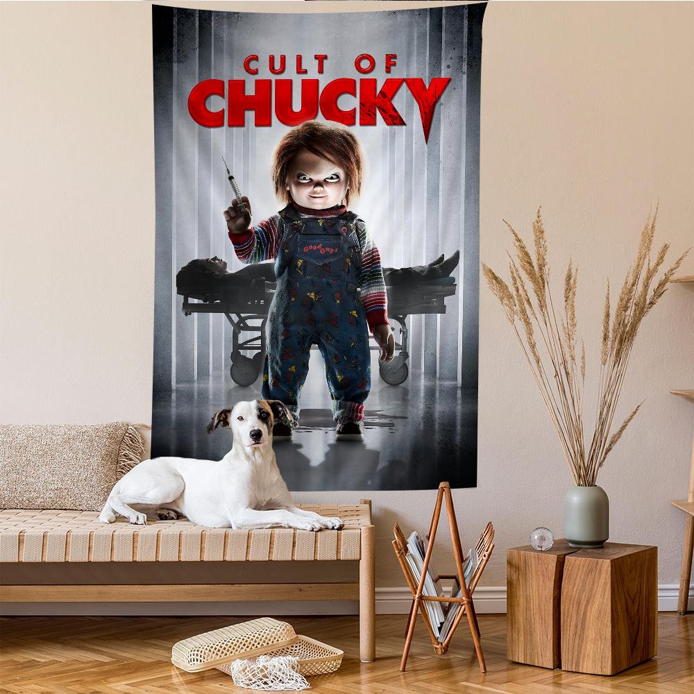Classic Chucky Horror Movie Anime Tapestry Hippie Flower Wall Carpets Dorm Decor Wall Hanging Home Decor
