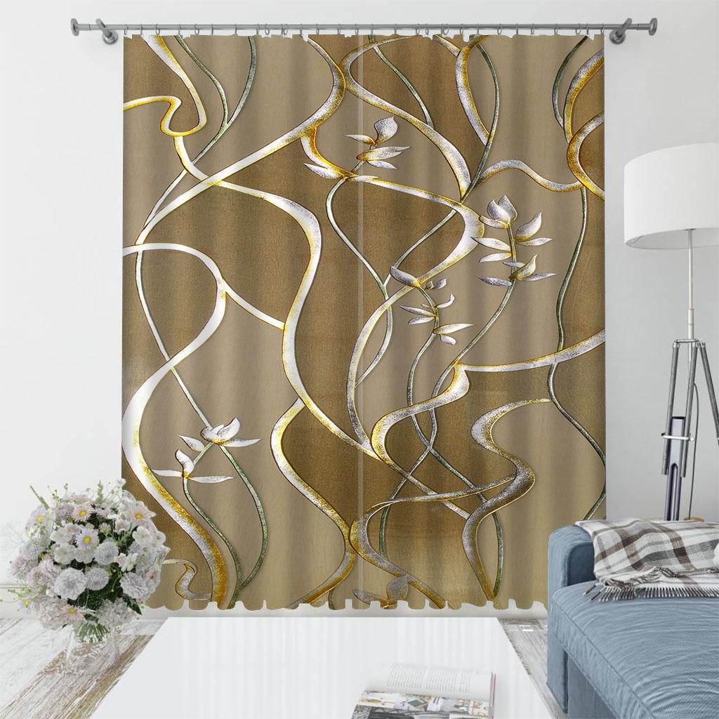 Metal Flowers Sunshade Curtains Digital Printing Custom Thin Curtains for Living Room Bedroom Decoration