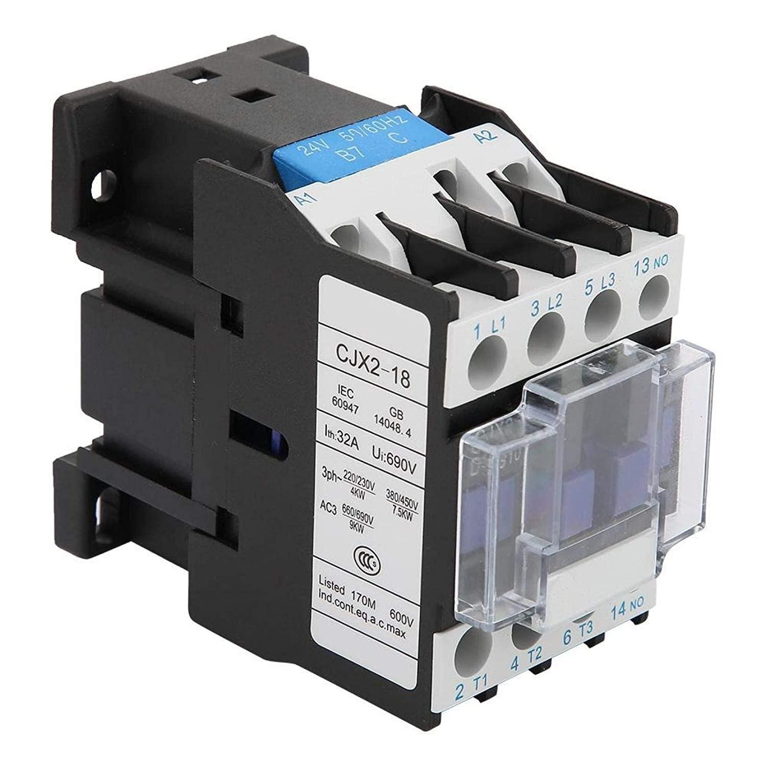 

AC Contactor CJX2-1810 24V 50Hz 660V 32 Amp Phase 3-Pole DIN Rail Industrial