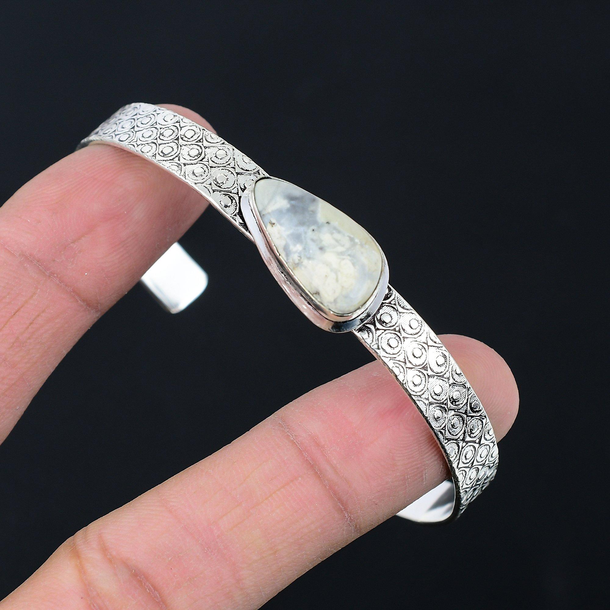 

Sisters Day Sale Trillion Maligano Jasper Stone 925 Sterling Silver New Bangle Adjustable