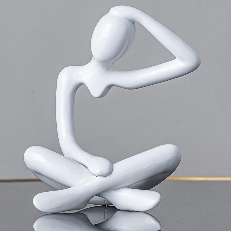 Houseeker Nordische Kunststoffstatue Denker Abstrakt Figur Handwerk Moderne Kunst Skulptur Wohnzimmer Schreibtisch Heimdekor Ornamente