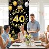 Vicycaty Happy 40th Birthday Decorations for Men Women, 40th Birthday Banner Backdrop, Fabric 40 Years Old Party Yard Sign Photo Props Door Decor