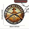 Winchester Repeating Arms Vintage 2D Aluminum Plaque Round Metal Sign Western Bar Home Shotgun Decor 8x8 Inch