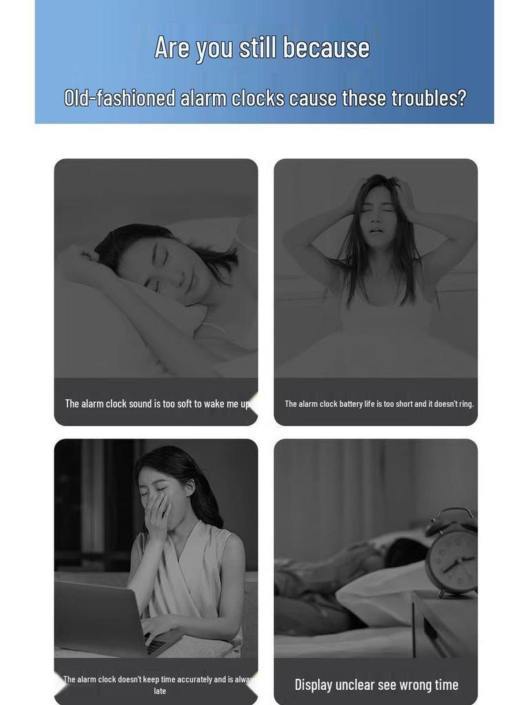 Smart Silent Alarm Clock for Students - Large Volume, Multi-Function, USB Charging