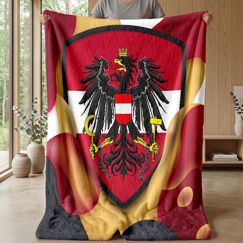 Austria Football Printed Flannel Blanket Skin Friendly Warm Decorative Throw for Indoor Couch Bed Daily Use