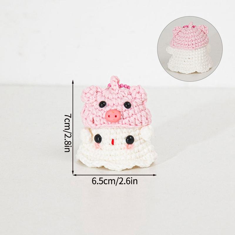 Halloween Cute Ghost Crochet Pendant Desktop Handmade Weaving Decor Creative Halloween Party Gift Backpack Keychain Accessories