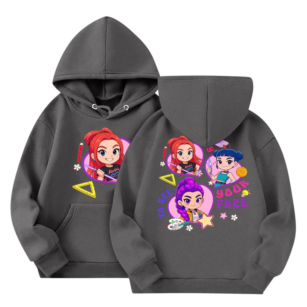 Child Fashion Lightweight Long Sleeve Pullover With Pockets  Print Hoodie