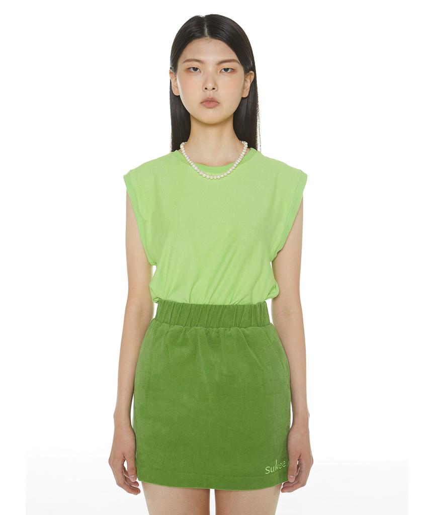 Suki Embroidered Logo Mini Corduroy Skirt (Avocado)