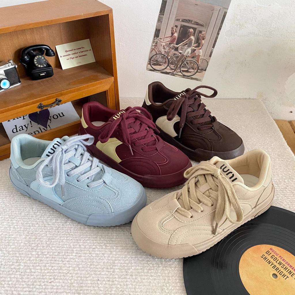 Red Retro Niche Thick Baseplate Shoes Women's Autumn New Shoes Casual Sports Shoes