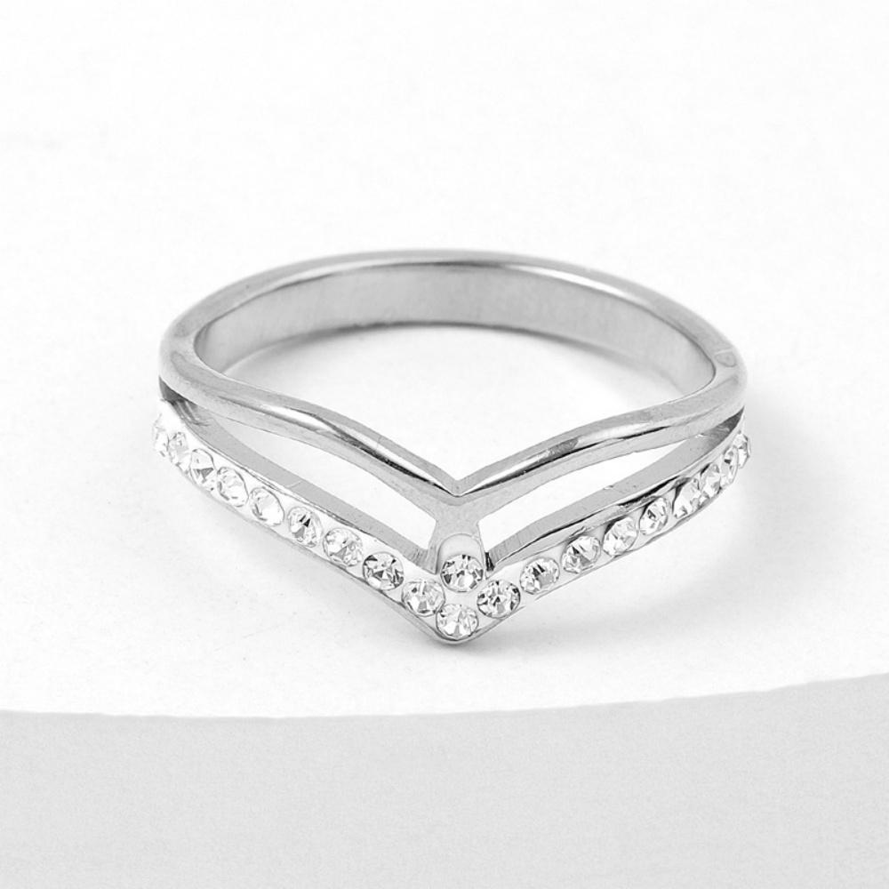 

Irregular Clear Zircon Crown Ring Stainless Steel Gold Color Trendy Finger Rings Zircon Wedding Band Gift Wholesale 6