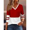 Women's V-neck Long-sleeved T-shirt Casual Fashion