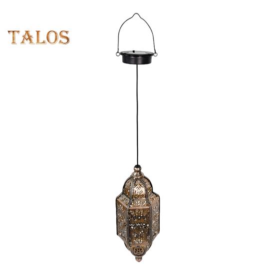 

Подвесной солнечный фонарь, выдолбленный марокканский фонарь, водонепроницаемые уличные солнечные фонари для украшения сада, патио, двора, крыльца Square