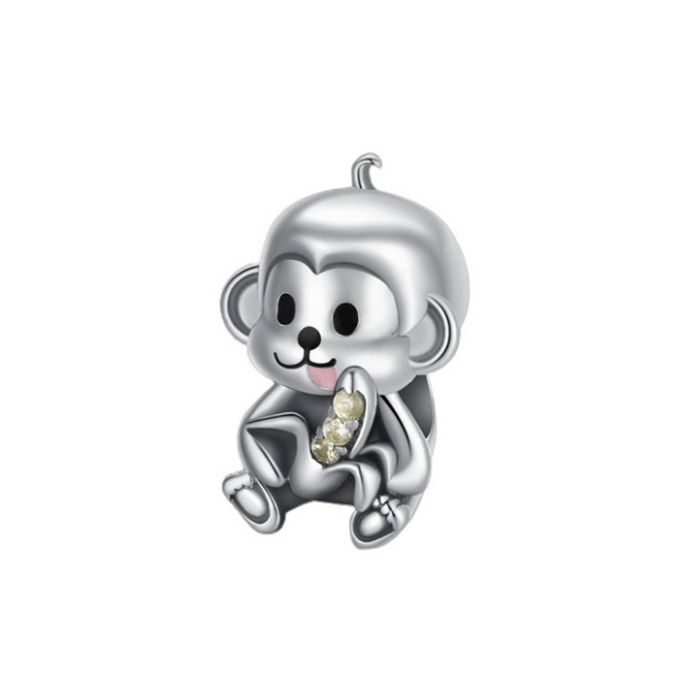 S925 Silver Cute Monkey And Puppy Beaded DIY Handmade Jewelry Accessories Animal Theme Fashion Beading Craft Supplies