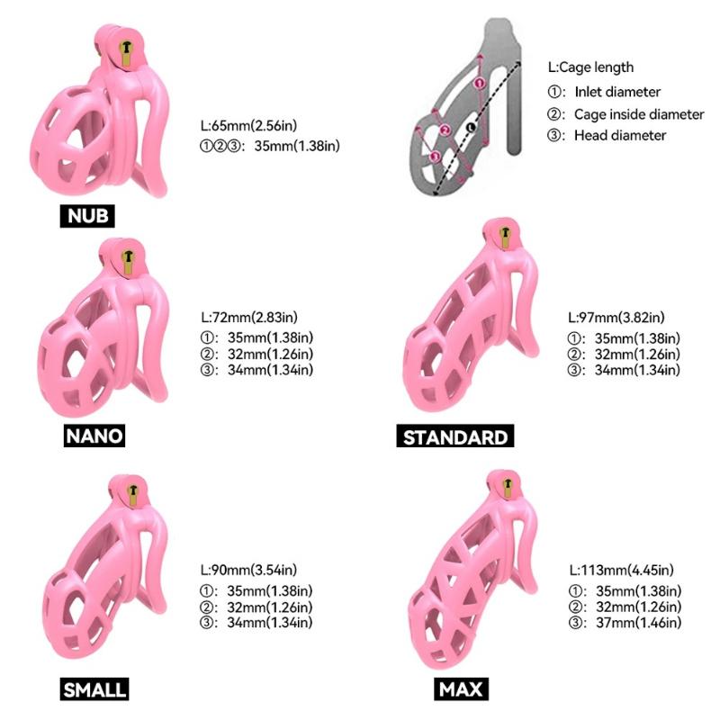 New Pink Male Chastity Cage Lock Cock Device Kit With 4 Arc Penis Rings Sex Toys For Men Gay Scrotum Adult Games Sex Shop 18+
