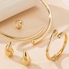 European and American Trend Water Drop Design Collar Bracelet Stud Earrings Ring Set Retro Simple and Elegant Jewelry