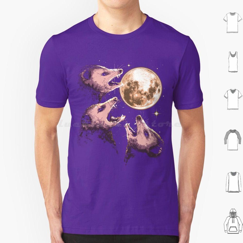 Three Opossums Howling At The Moon Funny Possum 3 Opossum T Shirt Big Size 100 Cotton Possum Opossum Raccoon Rodent Three