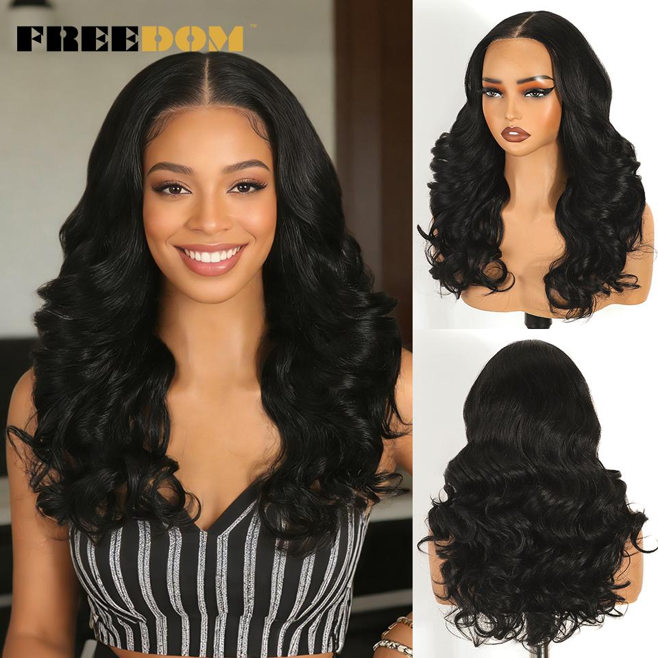 

FREEDOM 9x6 Synthetic Lace Front Wigs For Women Pre Plucked Body Wave Lace Wig 20 inches Pre-cut Ombre Brown Blonde Cosplay Wigs (as the picture,20inches)