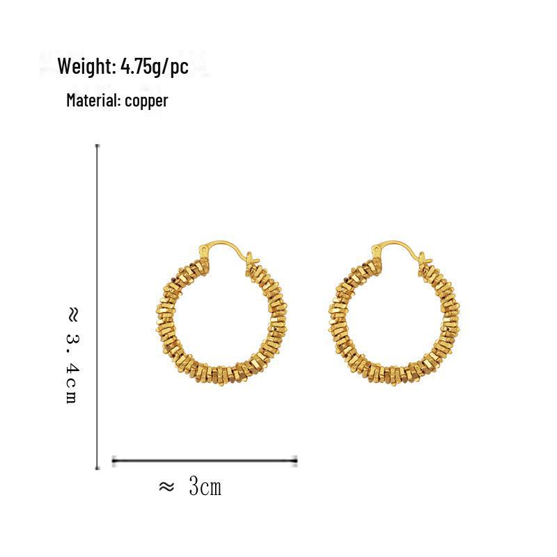 High-Grade Irregular Copper Earrings: European & American Trendy Niche Design