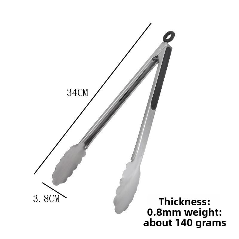 Thickened Stainless Steel Food Tongs, Heat Resistant BBQ Grill Clips, Kitchen Barbecue Sausage Serving Cooking Tools