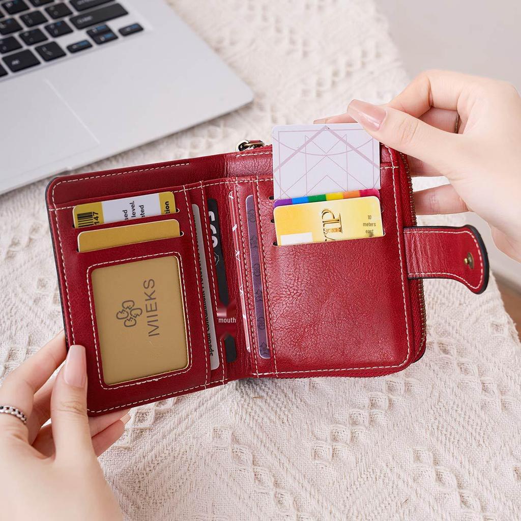 Portefeuille Vintage en Cuir Huilé-Ciré pour Femme - Porte-Cartes Mode 2025 avec Texture Niche, Porte-Monnaie Grande Capacité, Style Européen & Américain