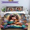 3PC Custom Name Fantasy Forest Whimsy Bedding Set Printed Bedding Set Duvet Cover Closure Includes 1 Duvet Cover & 2 Pillowcases for All Seasons Bedro