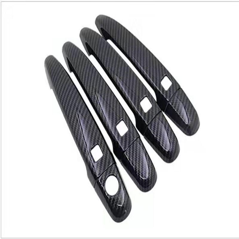 Carbon Fiber Pattern Door Handle Stickers for 2003-2008 Toyota WISH - Bright Black Door Bowl Decoration