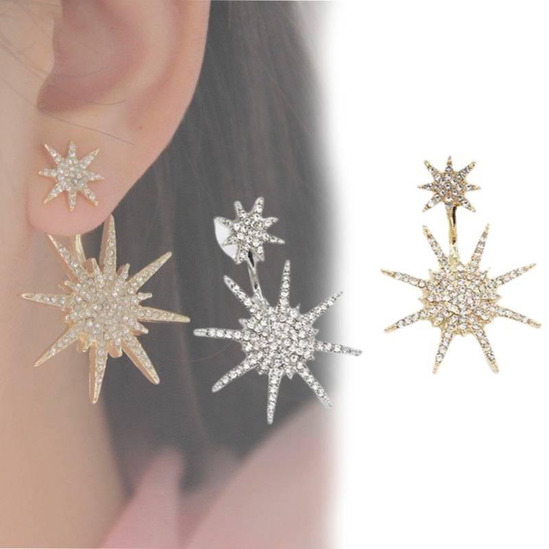 Stylish Korean Style Star Earrings Sparkling Silver Plated Studs For Women