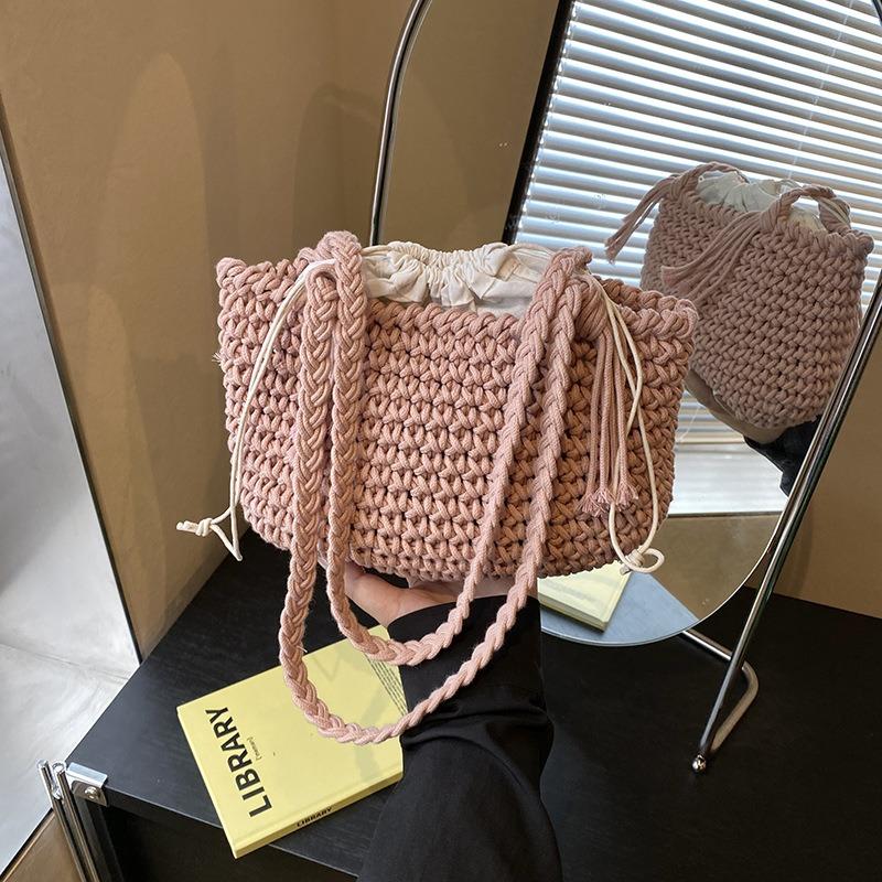 Summer Woven Small Square Bag New Women's Fashion Fresh Shoulder Bag Niche Design Strap Bag