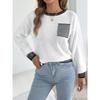 Women S Long Sleeve Striped Pocket Casual Sweater