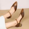 Fashion 2024 New Women Genuine Leather Pumps Square Heel Pointed Toe Party Wedding Shoes Woman Pointed Toe Night Club Prom Pumps