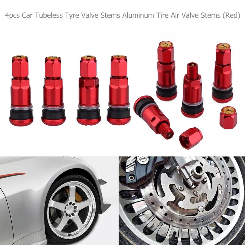 4pcs Universal Metal Car Motorcycle Tubeless Wheel Tyre Valve Stems Caps Aluminum Alloy Tire Air Valve Stems Valve Stems & Caps