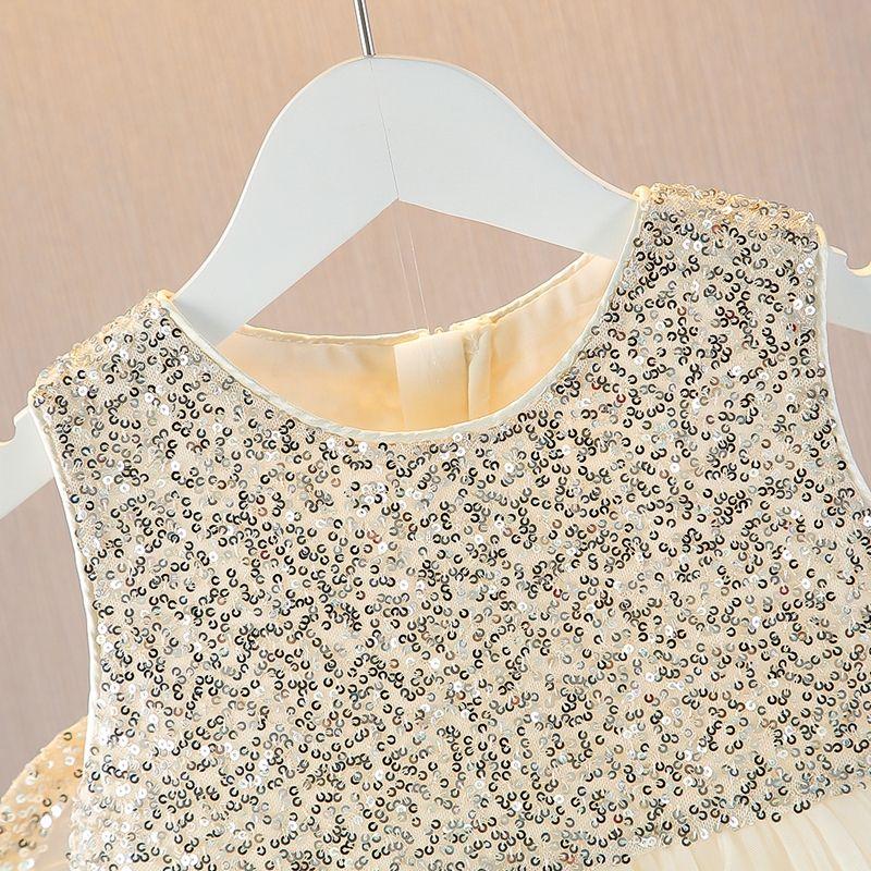 Girl's Summer Sequined Wing Dress Vest Dress Girl's Stylish Princess Dress Sweet Dress