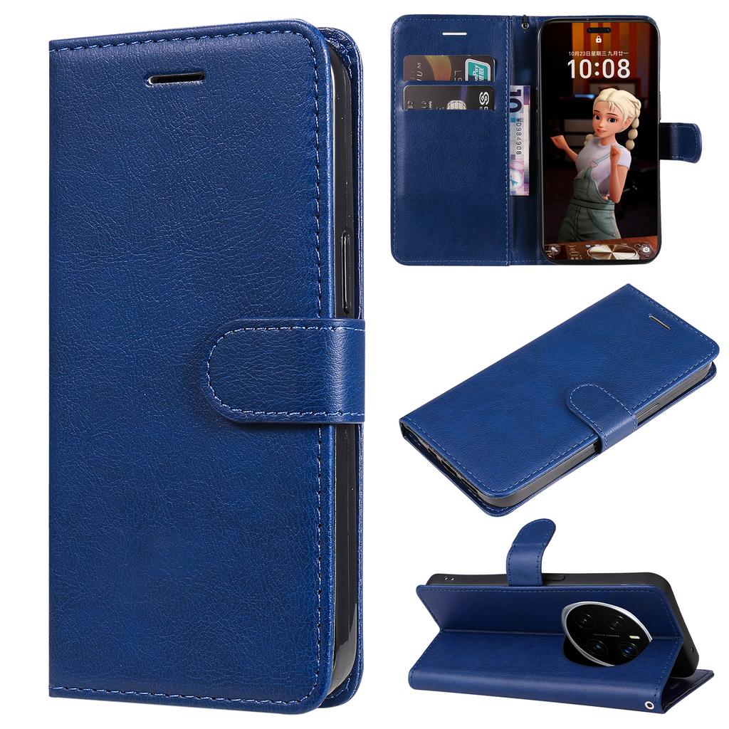For Honor Magic7 Pro 5G Case Solid Color Leather Mobile Cover Wallet Stand with Strap