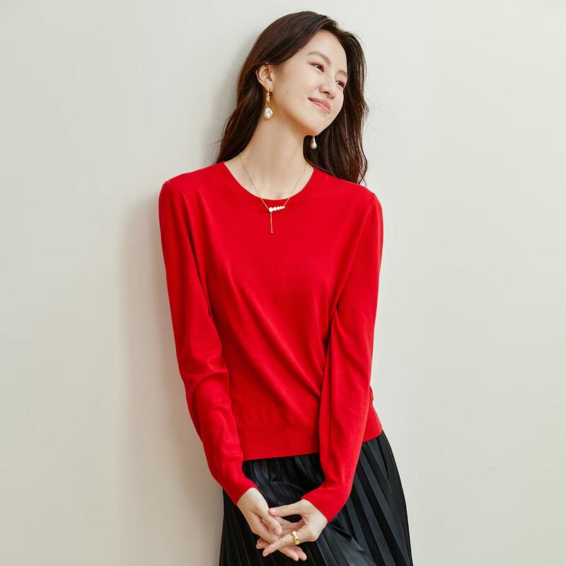 

Carbammi Women s Round Neck Long Sleeve Short Knit Pullover Top L
