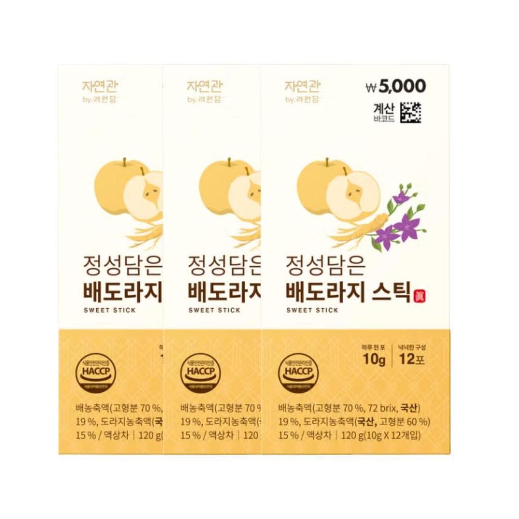 Jayeongwan Sincerely Made Pear & Balloon Flower Stick 10 g × 12 Sticks  (3 Options)