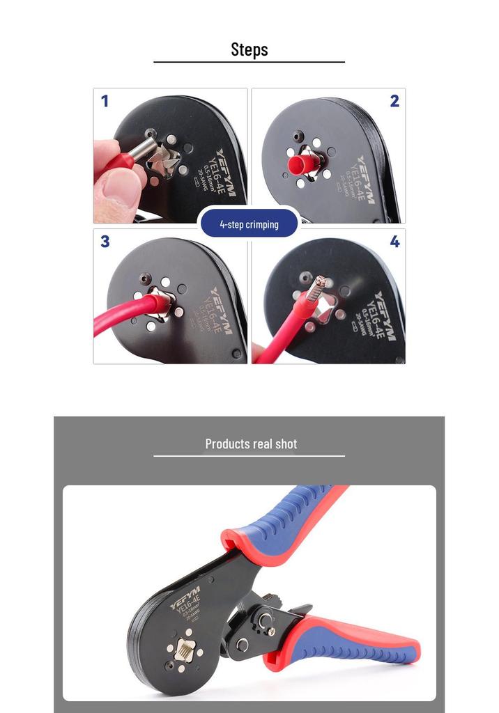 YE16-4E 4-Sided Cold Crimping Pliers for 16 Square Pin Terminals