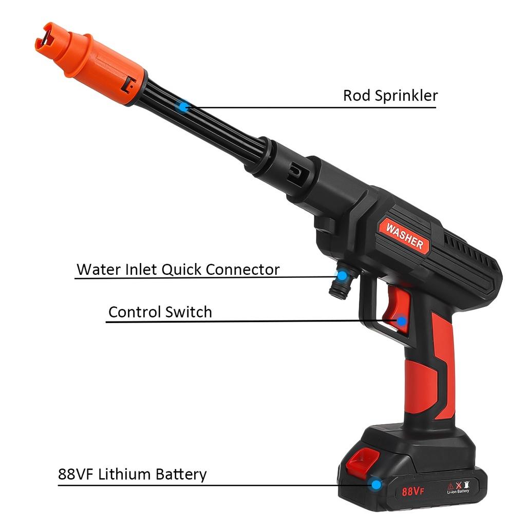 AC 100-240V  High Pressure Car Washer Water Guns Portable Pressure Washer 1500W Cordless Car Washing Machine Cleaner Adjustable Nozzle