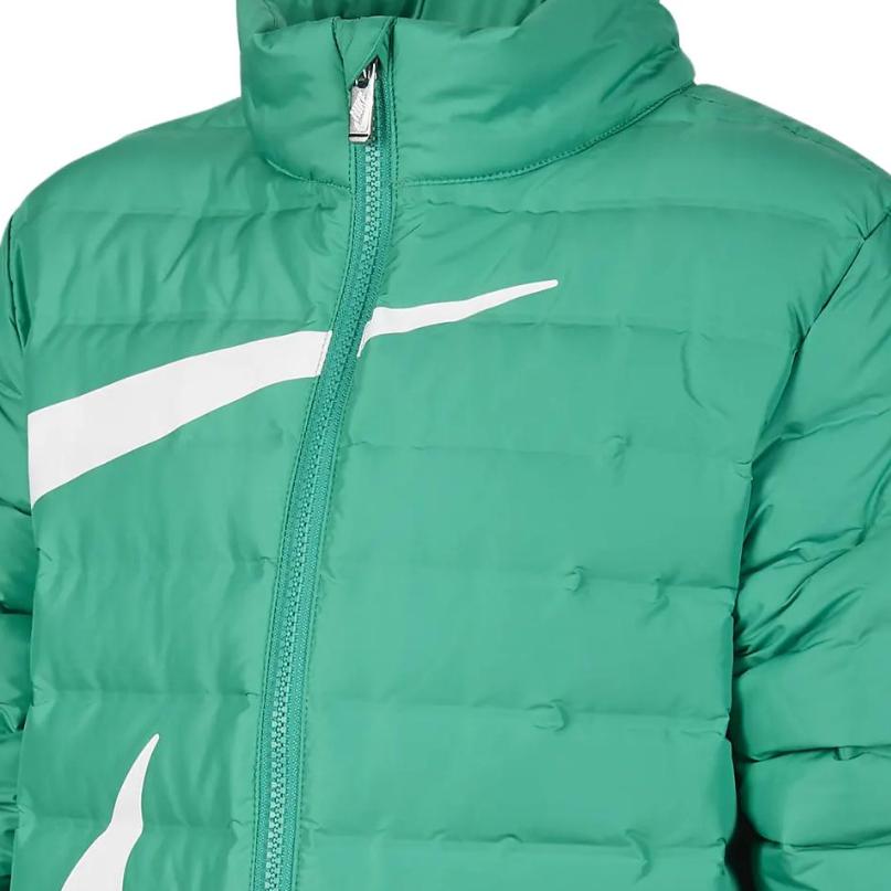 Nike Swoosh Color Block Stand Collar Zipper Casual Down Jacket Kids outerwear Green FV2518-324