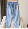 Women Jeans Spring Autumn Elastic Waist Light Blue Loose Denim Pants Harem Pants Female Casual Trousers