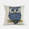 Owl Cartoon Animal Style Cushion Cover Cute Children Painting Cotton Linen Room Sofa Decoration Throw Pillow Case Cojines