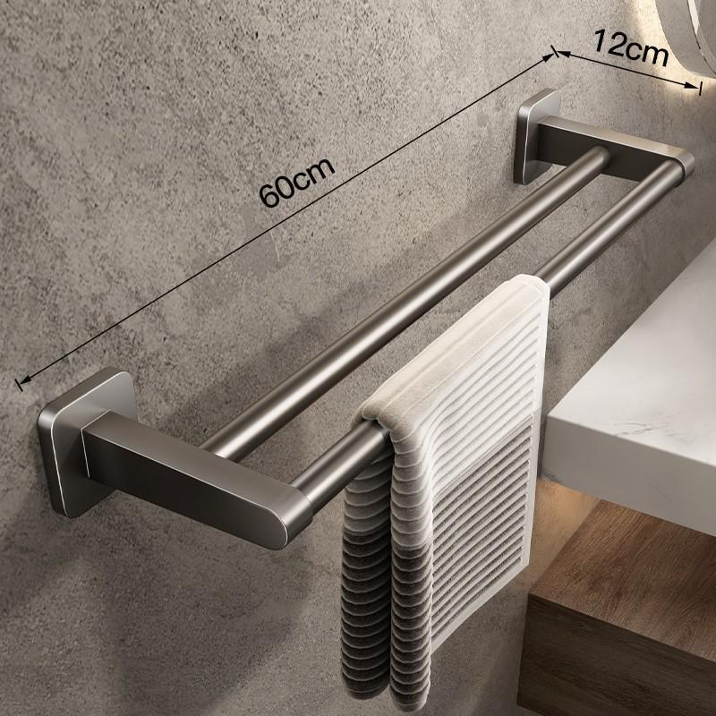 Pistolengrau Raumaluminium Stanzfreier Einzelstangen-Handtuchhalter mit Doppelgeländer für Badezimmer