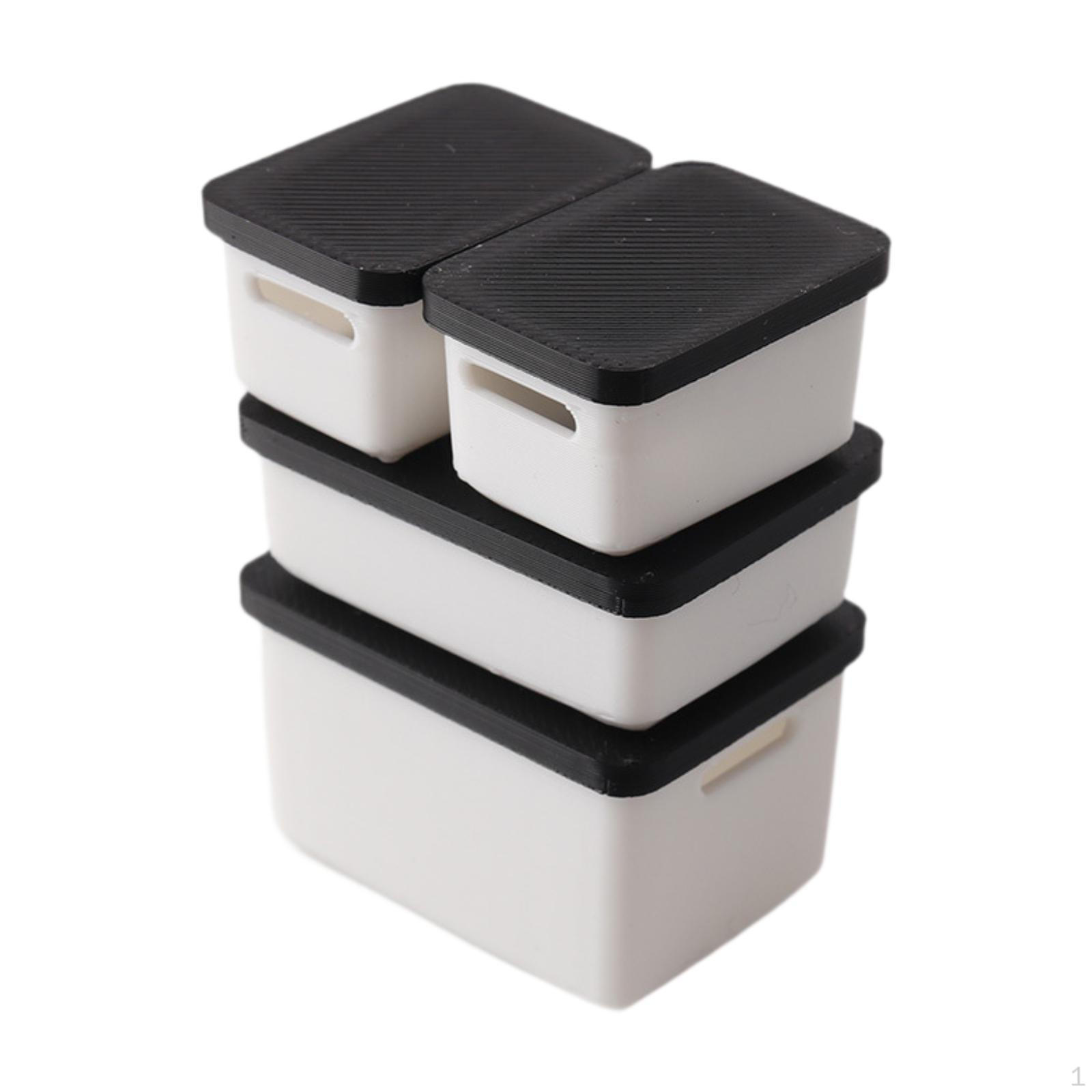 

4 Pcs 1:12 Dollhouse Storage Boxes with Lids for Decoration, Diorama, Toy чёрный