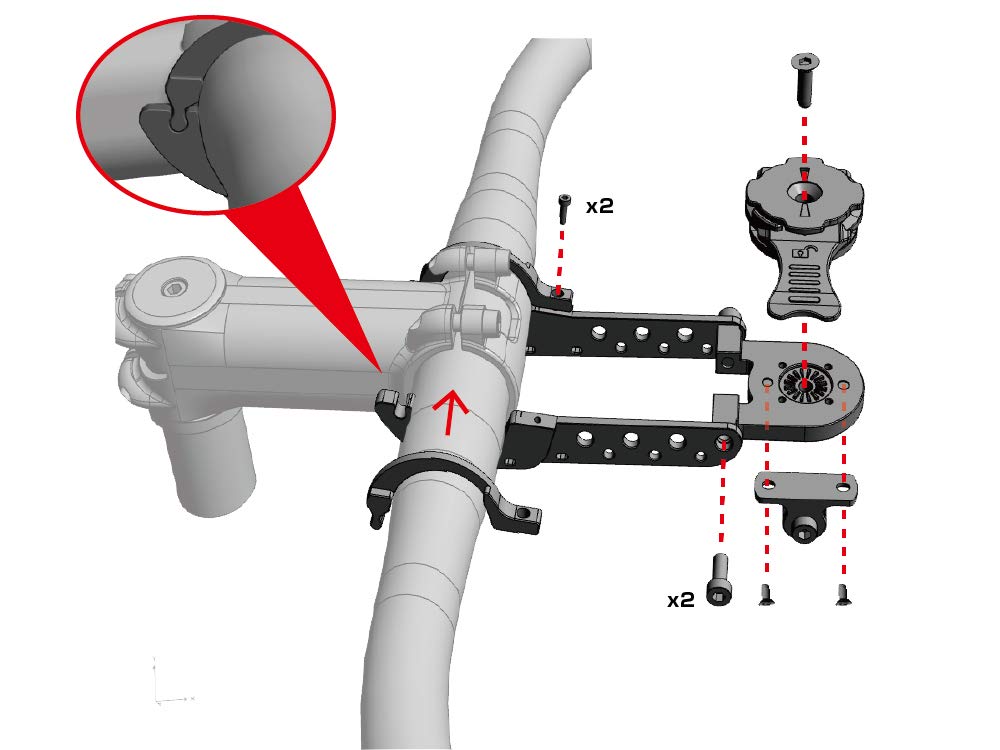 REC Mount Plus Narrow Mount Universal Adapter Mount Universal [R+Narrow1] (for 31.8mm) + [R+3M] [R+Cycle1-3M] (Narrow + Adapter)