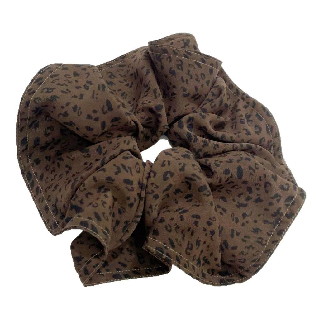 Retro Würziges Leopardenmuster Scrunchie Hochelastisches Haargummi für Damen