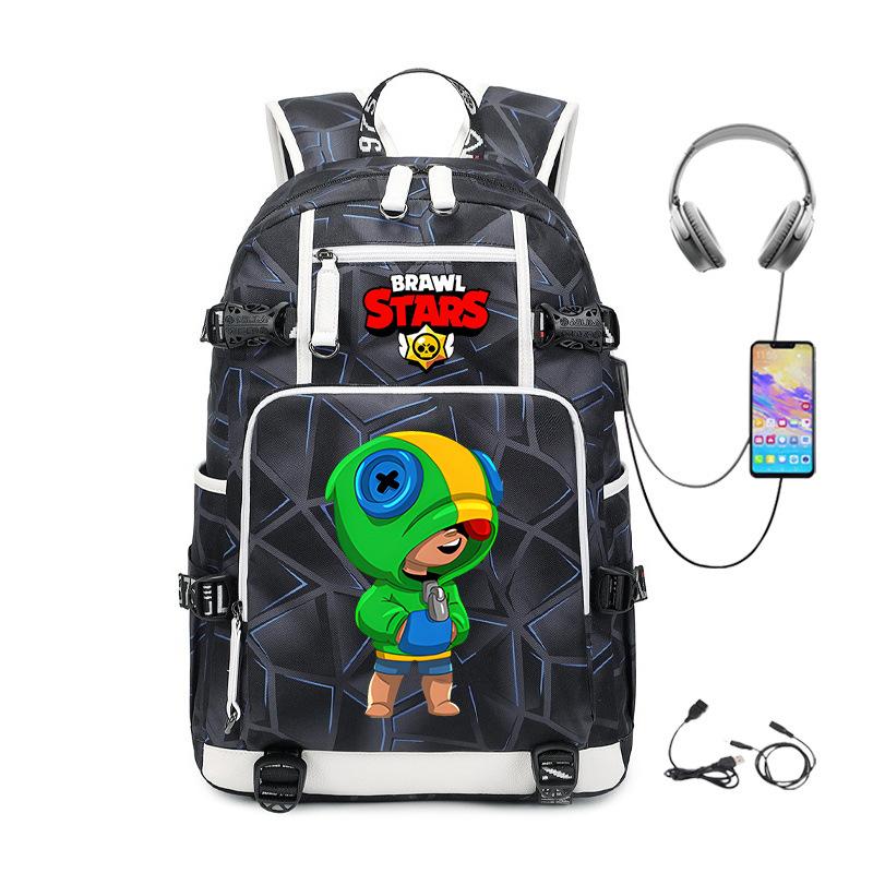 Mochila Periférica Brawl Stars Com Usb Mochila de Estudante para Viagem ao Ar Livre Mochila de Montanhismo de Grande Capacidade