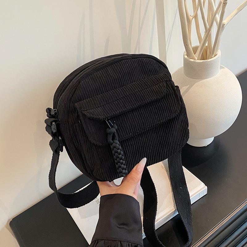 Corduroy Autumn New Fashionable Solid Color Bag Female Campus Style Female Shoulder Crossbody Bag Tide