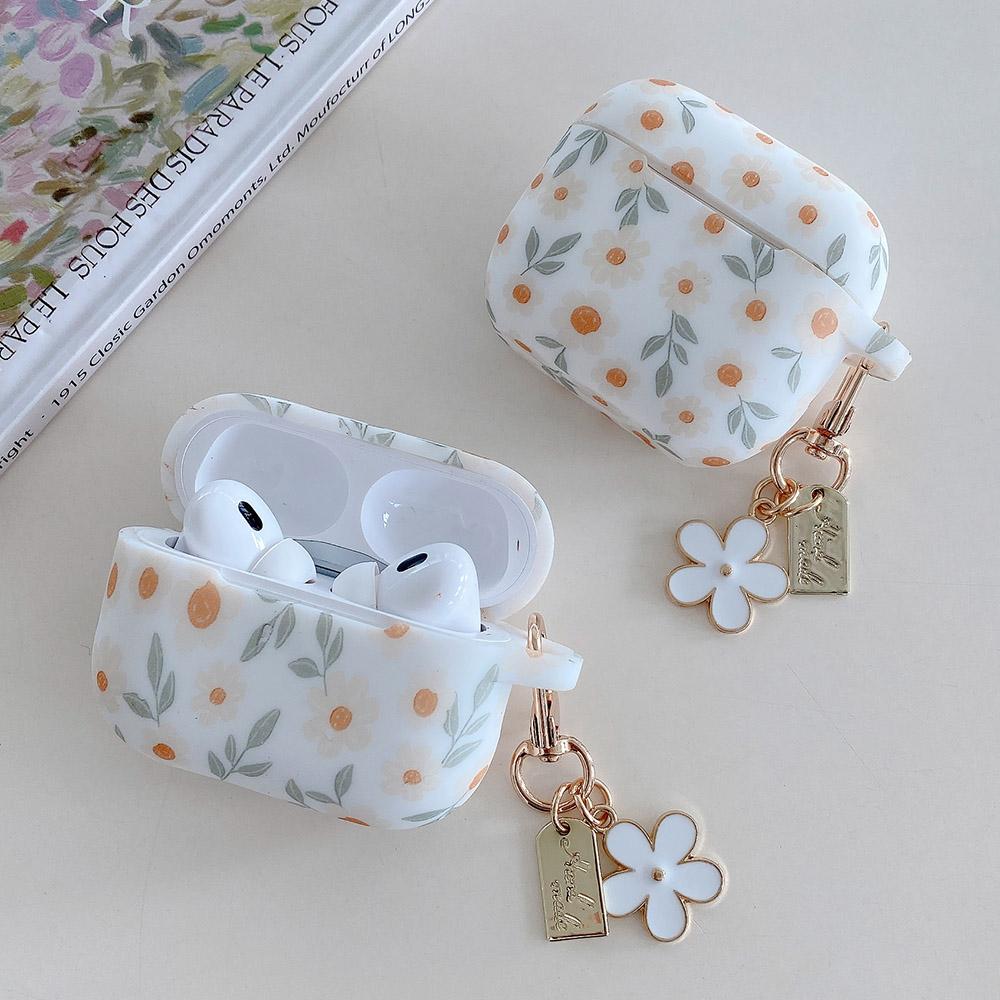 Cute Flower Silicone Headphone Case For AirPods 4 For AirPods 1/2/3 Protection Cover For AirPods Pro 2 With Pendant