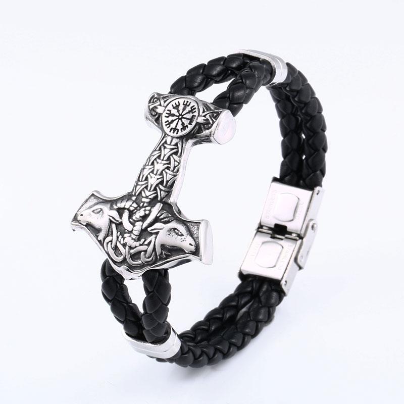 Nordic Stainless Steel Bracelet Popular Jewelry Design for Men Thor's Hammer Jewelry
