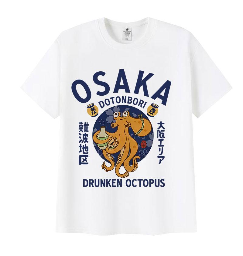 Japonská Osaka Dotonbori Opilá Chobotnice Milovník Jídla Vtipné Tričko Pánské Dámské Vintage Harajuku Nadměrné Bavlněné Tričko Streetwear
