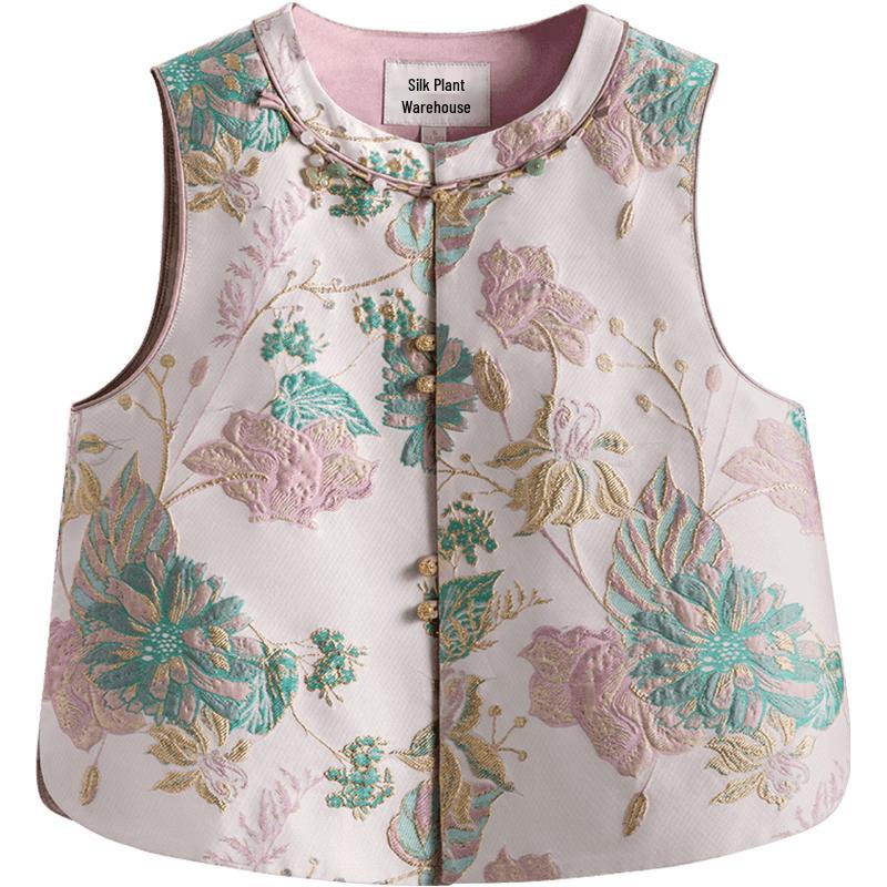 

Жилет женский жаккардовый с цветочным узором Sibai She L